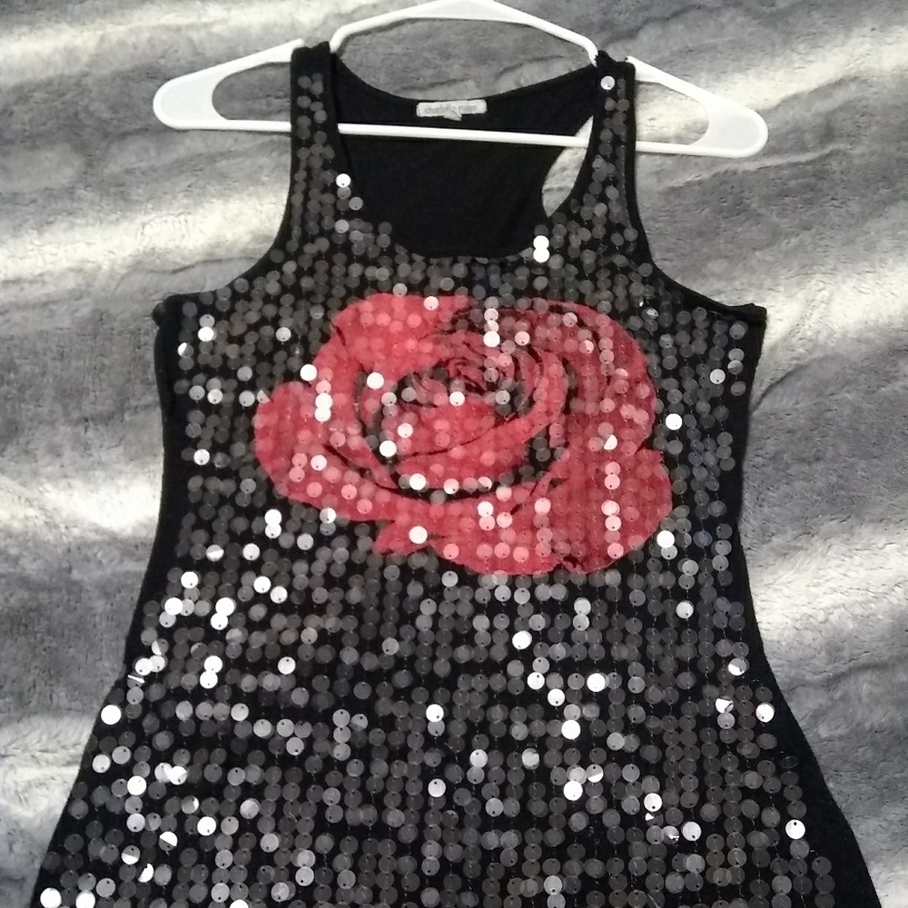 Sequin Rose Tank Top